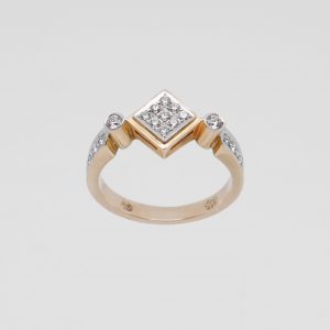Cluster Ring aus 585 Gold mit 19 Diamanten und Ringgröße 56