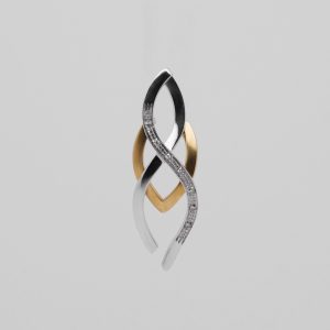 Bicolor Kettenanhänger aus 750 Gold mit sieben Diamanten