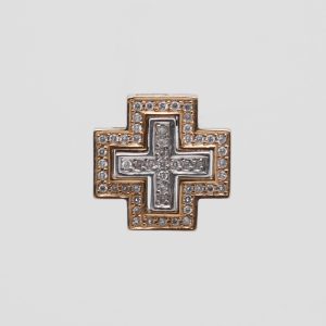 Zweiteiliger CHRIST Kreuzanhänger aus 585 Gold mit Diamantbesatz