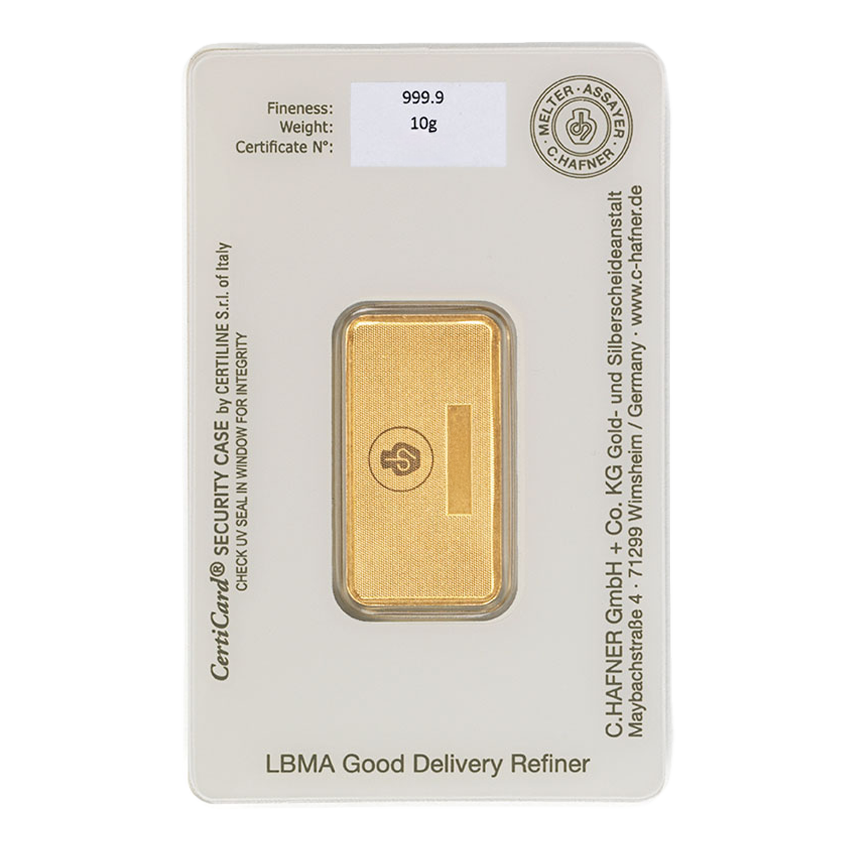 Goldbarren 10g Feingewicht - C.HAFNER – Bild 2