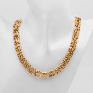 Goldcollier mit geometrischem Mäander-Muster
