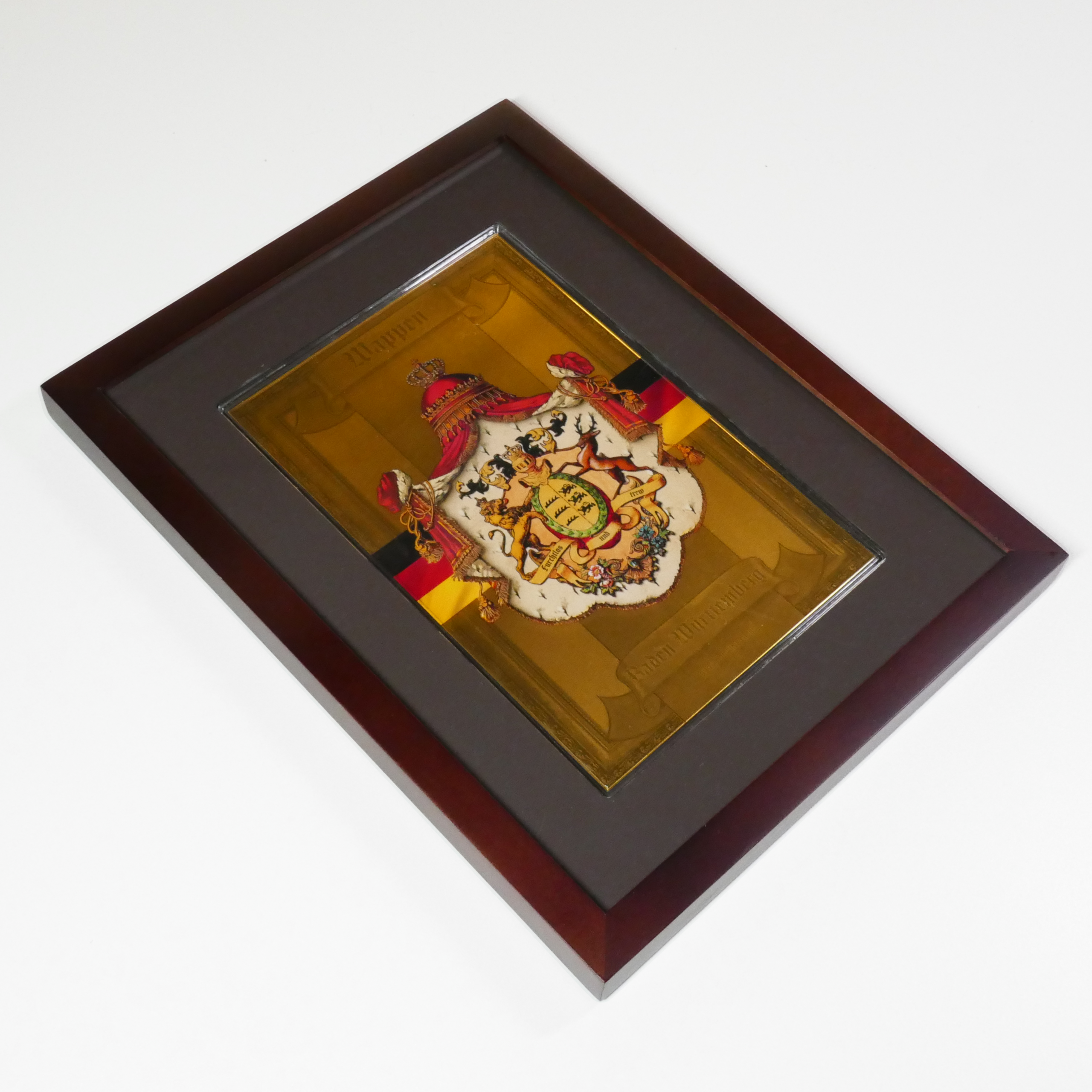 Baden-Württemberg Wappen – Goldbarren 1/10 oz 999/1000 – Republik Tschad 10.000 Francs – gerahmt mit Zertifikat – Auflage 975