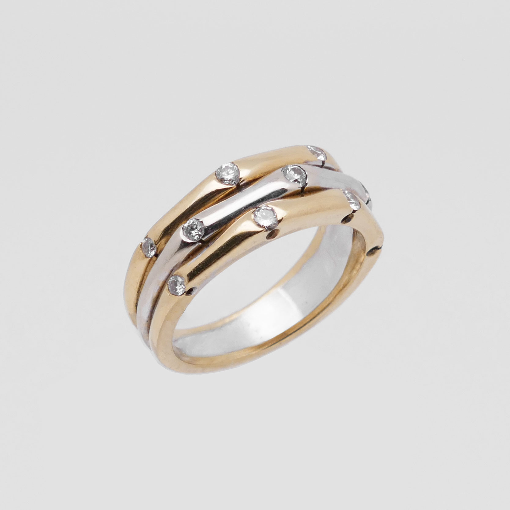 Ring aus 750 Gelb- und Weißgold mit Diamanten