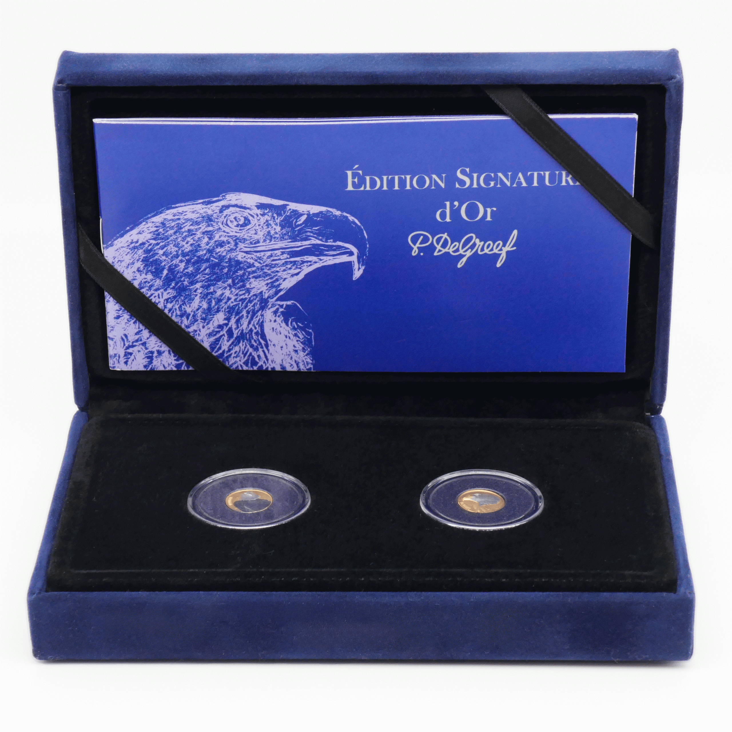 Édition Signature d’Or – Adler 2× 1 g Gold 999 – Elfenbeinküste 2023 – P. De Greef – limitiert 999 Exemplare / 22141