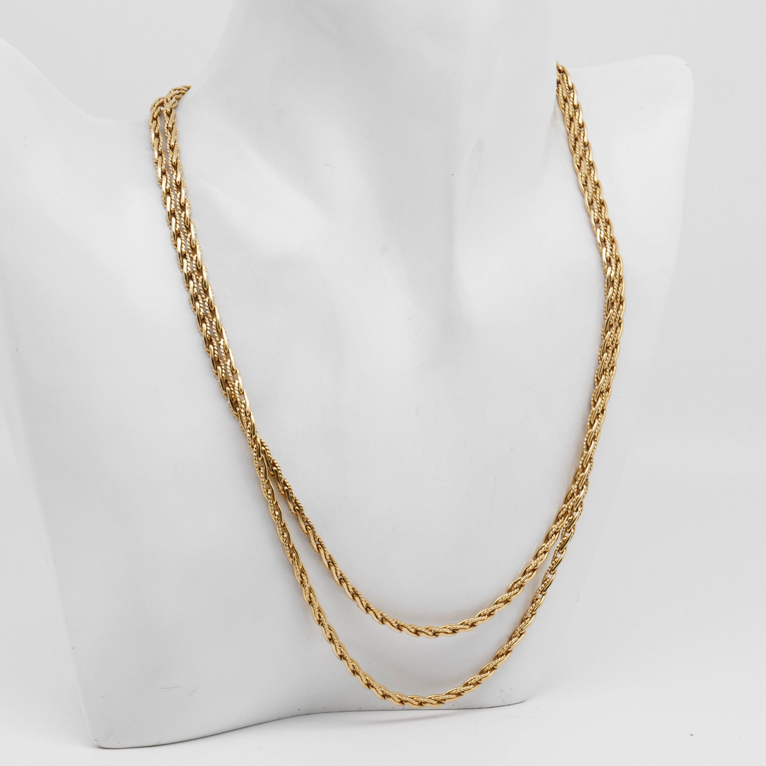 90 cm lange Goldkette aus 585 Gold doppelt gelegt