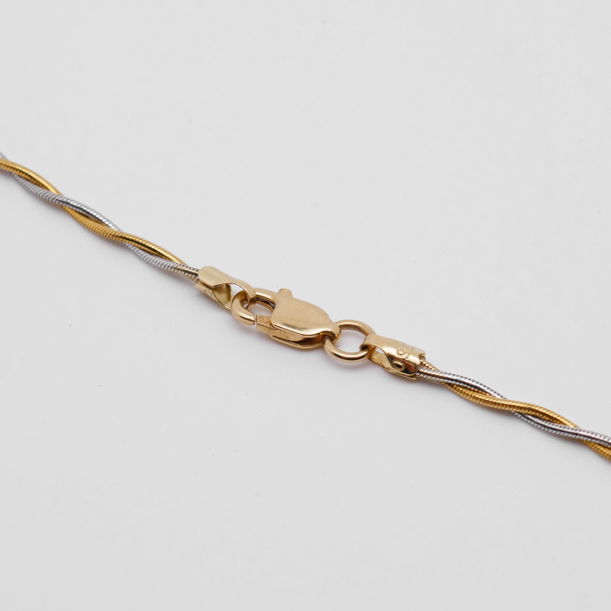 Verschluss und Endstücke der Bicolor Goldkette