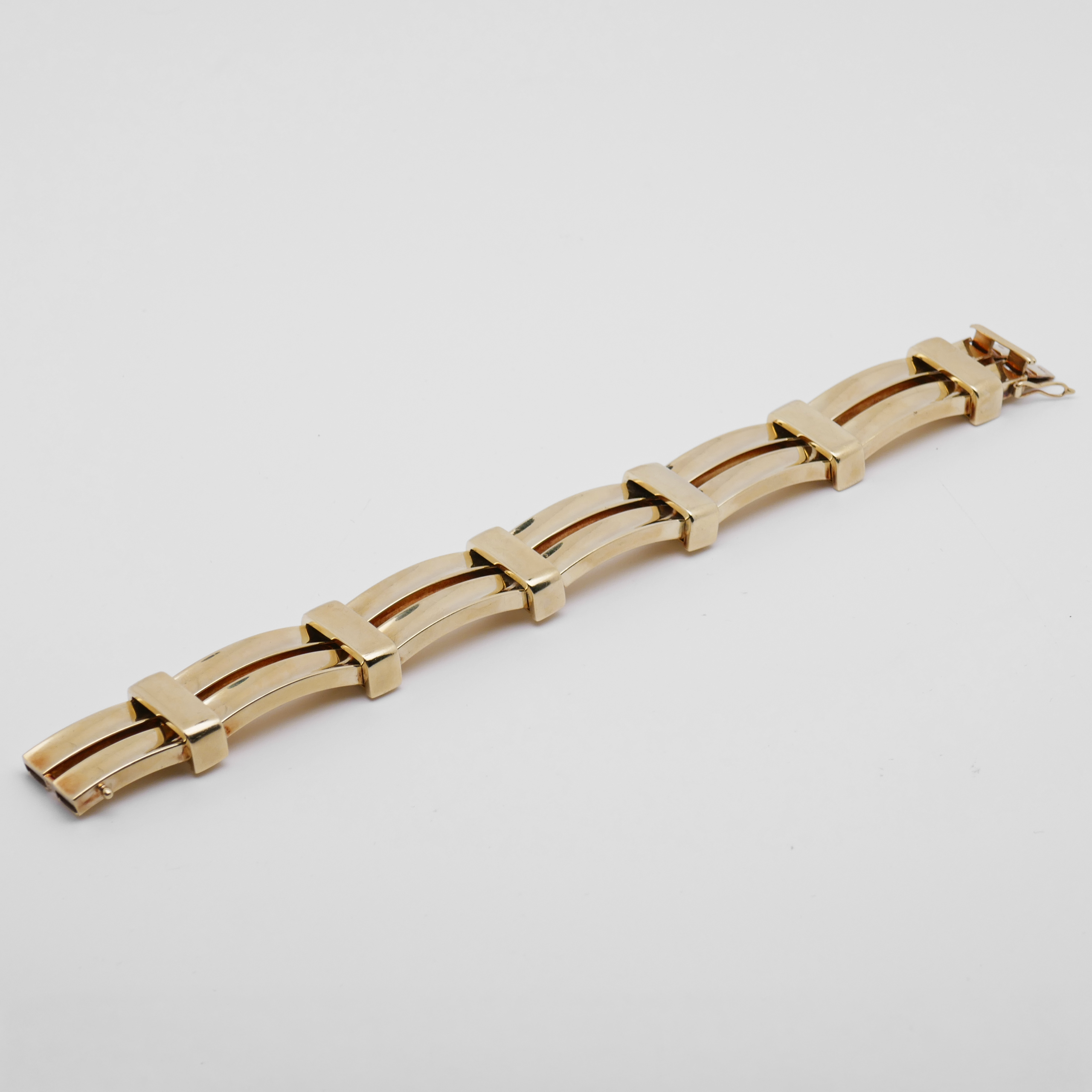 Lang ausgelegtes geometrisches Armband aus 585 Gelbgold